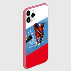 Чехол iPhone 11 Pro матовый Русский хоккей, цвет: 3D-малиновый — фото 2