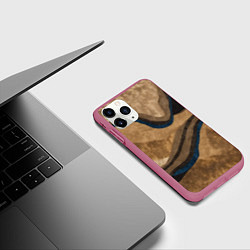Чехол iPhone 11 Pro матовый Песочная абстракция, цвет: 3D-малиновый — фото 2