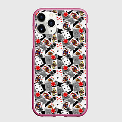 Чехол iPhone 11 Pro матовый Карты и фишки, цвет: 3D-малиновый