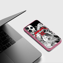 Чехол iPhone 11 Pro матовый Metallica - rats and crows, цвет: 3D-малиновый — фото 2