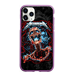 Чехол iPhone 11 Pro матовый Metallica - electric skeleton, цвет: 3D-фиолетовый