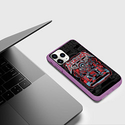 Чехол iPhone 11 Pro матовый Metallica - skeleton robot, цвет: 3D-фиолетовый — фото 2