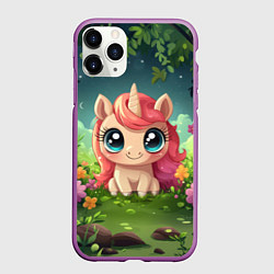 Чехол iPhone 11 Pro матовый Рыжая единорожка, цвет: 3D-фиолетовый