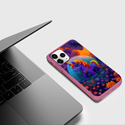 Чехол iPhone 11 Pro матовый Сказочный единорог, цвет: 3D-малиновый — фото 2