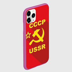 Чехол iPhone 11 Pro матовый СССР серп и молот, цвет: 3D-фиолетовый — фото 2