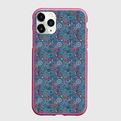 Чехол iPhone 11 Pro матовый Деревенский абстрактный цветочный узор, цвет: 3D-малиновый