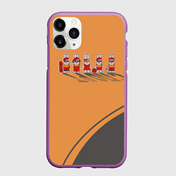 Чехол iPhone 11 Pro матовый Пять спортивных кроликов, цвет: 3D-фиолетовый