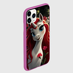 Чехол iPhone 11 Pro матовый Единорожка с рыжими волосами, цвет: 3D-фиолетовый — фото 2
