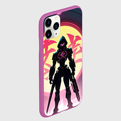 Чехол iPhone 11 Pro матовый Воин аниме, цвет: 3D-фиолетовый — фото 2