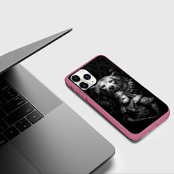 Чехол iPhone 11 Pro матовый Велес славянский - бог богатырь, цвет: 3D-малиновый — фото 2