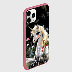Чехол iPhone 11 Pro матовый Единорожка с золотыми копытами, цвет: 3D-малиновый — фото 2