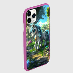 Чехол iPhone 11 Pro матовый Единорожка в дневном лесу, цвет: 3D-фиолетовый — фото 2