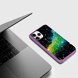 Чехол iPhone 11 Pro матовый Радужная слизь на черном, цвет: 3D-фиолетовый — фото 2