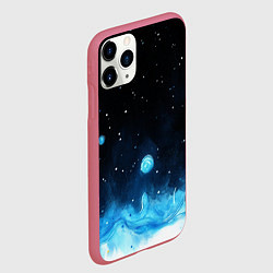 Чехол iPhone 11 Pro матовый Синяя светящееся краска, цвет: 3D-малиновый — фото 2