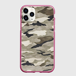 Чехол iPhone 11 Pro матовый Песочный камуфляж, цвет: 3D-малиновый