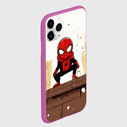 Чехол iPhone 11 Pro матовый Мини человек-паук, цвет: 3D-фиолетовый — фото 2