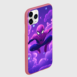 Чехол iPhone 11 Pro матовый Человек-паук на фоне облаков, цвет: 3D-малиновый — фото 2