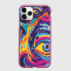 Чехол iPhone 11 Pro матовый Глаза вселенной, цвет: 3D-малиновый