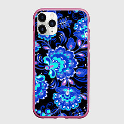 Чехол iPhone 11 Pro матовый Хохлома негатив, цвет: 3D-малиновый