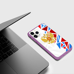 Чехол iPhone 11 Pro матовый Герб России - фрагментация цветов, цвет: 3D-фиолетовый — фото 2