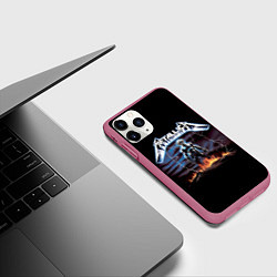 Чехол iPhone 11 Pro матовый Metallica - neon fantasy, цвет: 3D-малиновый — фото 2