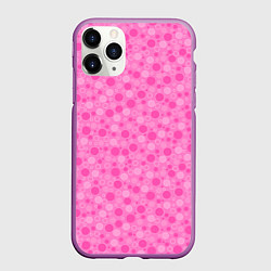 Чехол iPhone 11 Pro матовый Малиново розовые пузыри и горохи, цвет: 3D-фиолетовый
