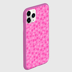 Чехол iPhone 11 Pro матовый Малиново розовые пузыри и горохи, цвет: 3D-фиолетовый — фото 2