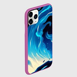 Чехол iPhone 11 Pro матовый Бело-синее пламя из абстрактных красок, цвет: 3D-фиолетовый — фото 2