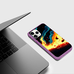 Чехол iPhone 11 Pro матовый Огонь из красок абстракция, цвет: 3D-фиолетовый — фото 2