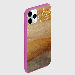 Чехол iPhone 11 Pro матовый Бежевые блестяшки текстура, цвет: 3D-фиолетовый — фото 2