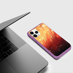 Чехол iPhone 11 Pro матовый Желто-красная текстура блестящая, цвет: 3D-фиолетовый — фото 2