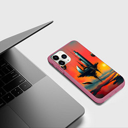 Чехол iPhone 11 Pro матовый Абстракция в стиле сюрреализма, цвет: 3D-малиновый — фото 2