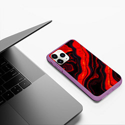 Чехол iPhone 11 Pro матовый Срез магматической породы, цвет: 3D-фиолетовый — фото 2