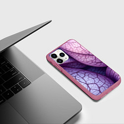 Чехол iPhone 11 Pro матовый Прожилки экзотического растения, цвет: 3D-малиновый — фото 2