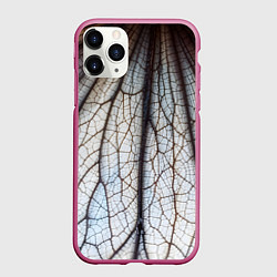 Чехол iPhone 11 Pro матовый Прожилки растения, цвет: 3D-малиновый