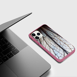 Чехол iPhone 11 Pro матовый Прожилки растения, цвет: 3D-малиновый — фото 2