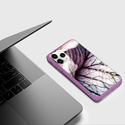 Чехол iPhone 11 Pro матовый Раскрытый цветок, цвет: 3D-фиолетовый — фото 2