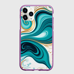 Чехол iPhone 11 Pro матовый Бирюза и золото, цвет: 3D-фиолетовый