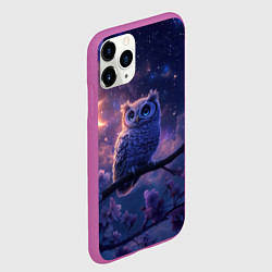 Чехол iPhone 11 Pro матовый Ночная сова на ветке, цвет: 3D-фиолетовый — фото 2