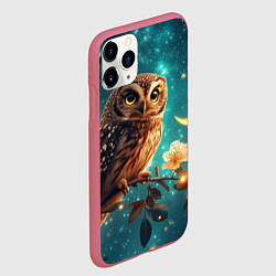Чехол iPhone 11 Pro матовый Сова на фоне ночного неба, цвет: 3D-малиновый — фото 2