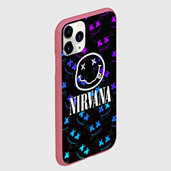 Чехол iPhone 11 Pro матовый Nirvana x marshmello neon, цвет: 3D-малиновый — фото 2