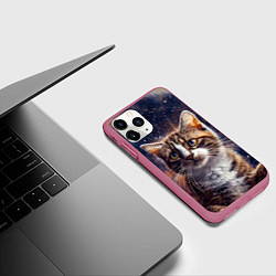 Чехол iPhone 11 Pro матовый Сноу-шу в космосе, цвет: 3D-малиновый — фото 2