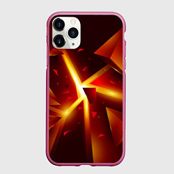 Чехол iPhone 11 Pro матовый Трехмерный взрыв неоновых плит абстракция, цвет: 3D-малиновый