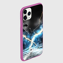 Чехол iPhone 11 Pro матовый Разряд молний текстура, цвет: 3D-фиолетовый — фото 2