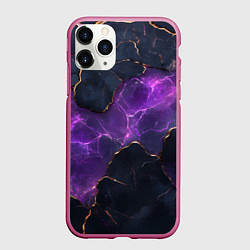 Чехол iPhone 11 Pro матовый Фиолетовый разлом с молниями, цвет: 3D-малиновый