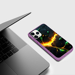 Чехол iPhone 11 Pro матовый Разлом текстуры с зеленой слизью, цвет: 3D-фиолетовый — фото 2