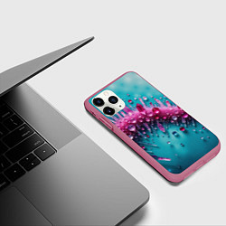 Чехол iPhone 11 Pro матовый Розовые кристаллы, цвет: 3D-малиновый — фото 2