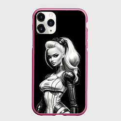 Чехол iPhone 11 Pro матовый Барби - киберпанк нейроарт, цвет: 3D-малиновый