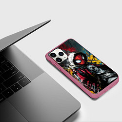Чехол iPhone 11 Pro матовый Человек-паук абстракция из красок, цвет: 3D-малиновый — фото 2