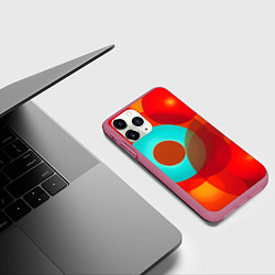 Чехол iPhone 11 Pro матовый Оптическая абстракция с кругами, цвет: 3D-малиновый — фото 2
